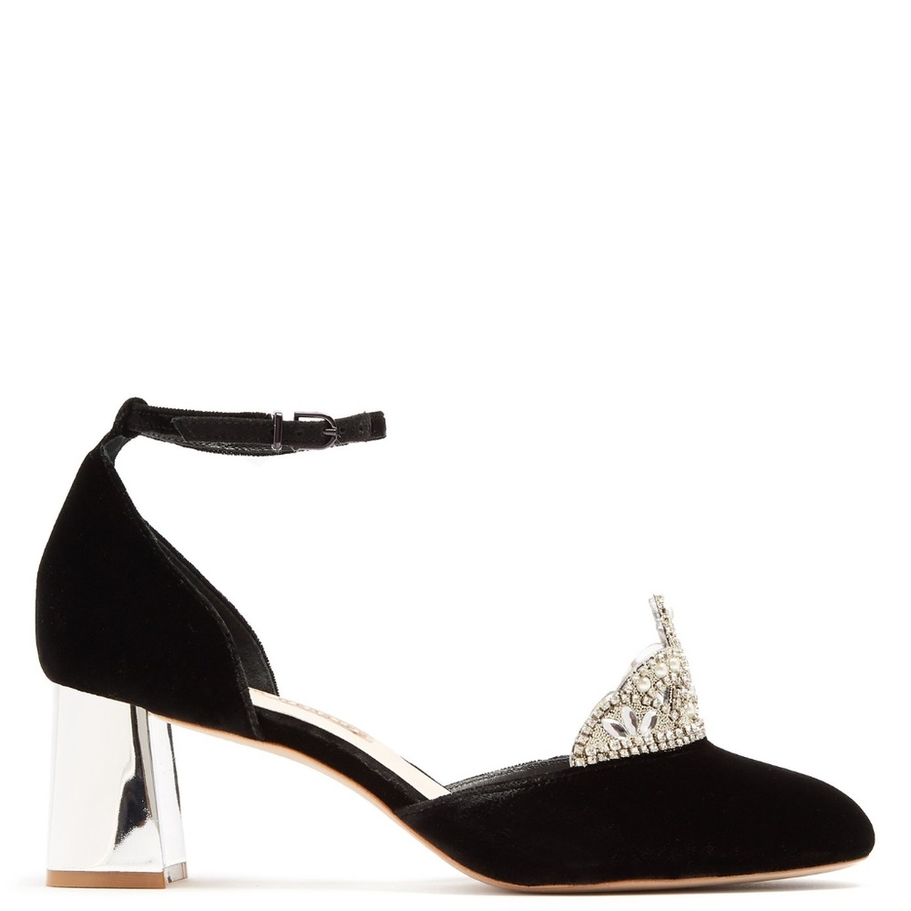 NIB Sophia Webster Black Velvet Royalty Tiara Pump